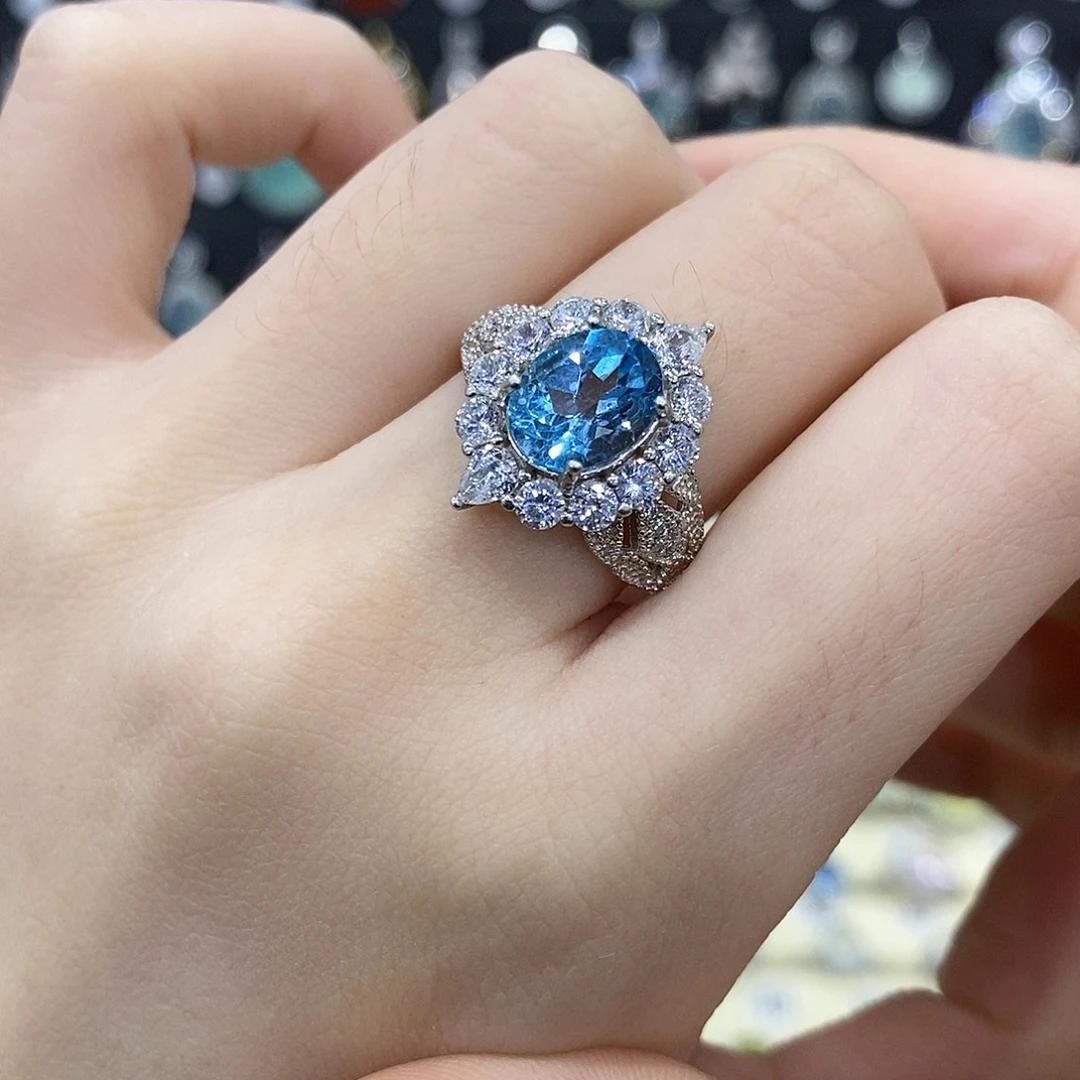 托帕石银S925镶嵌戒指