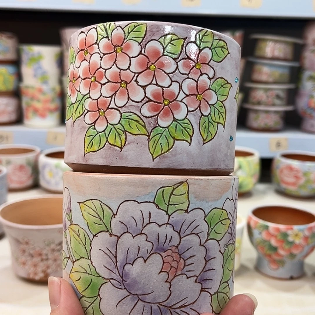 花盆景德镇多肉手绘花盆瑕疵