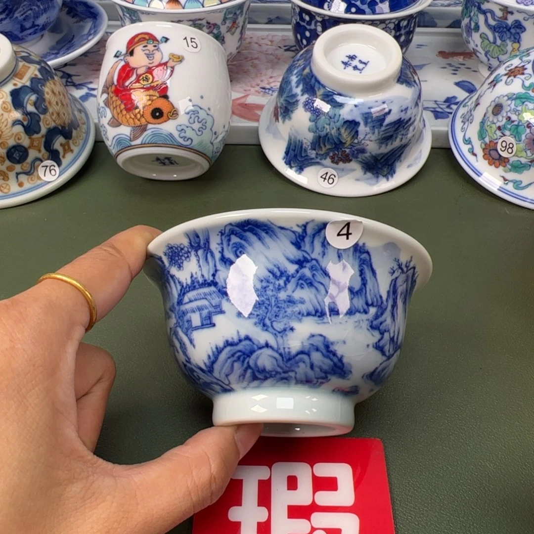 陶瓷景德镇纯手工纯手绘茶具木木4开片