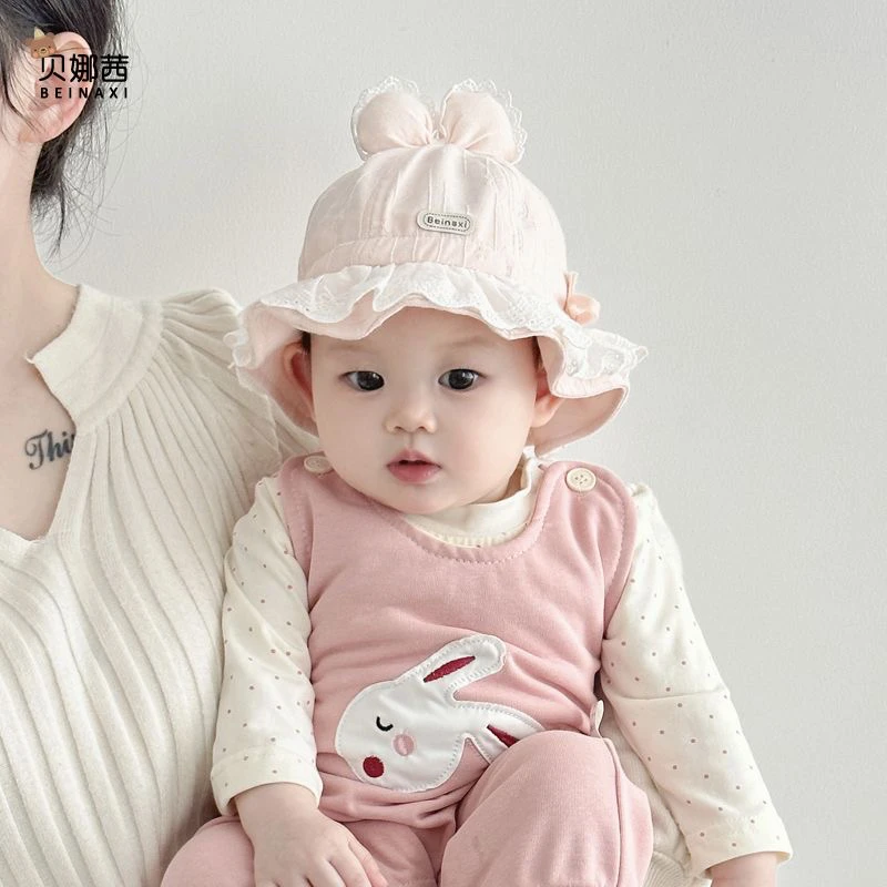 婴儿帽子春秋季薄款宝宝公主风遮阳帽婴幼儿新生儿洋气夏季渔夫帽