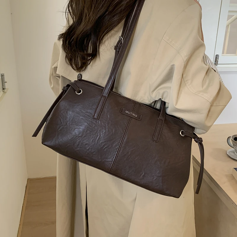 通勤复古美拉德棕色包包2025新款秋冬季新款女单肩包大容量托特包