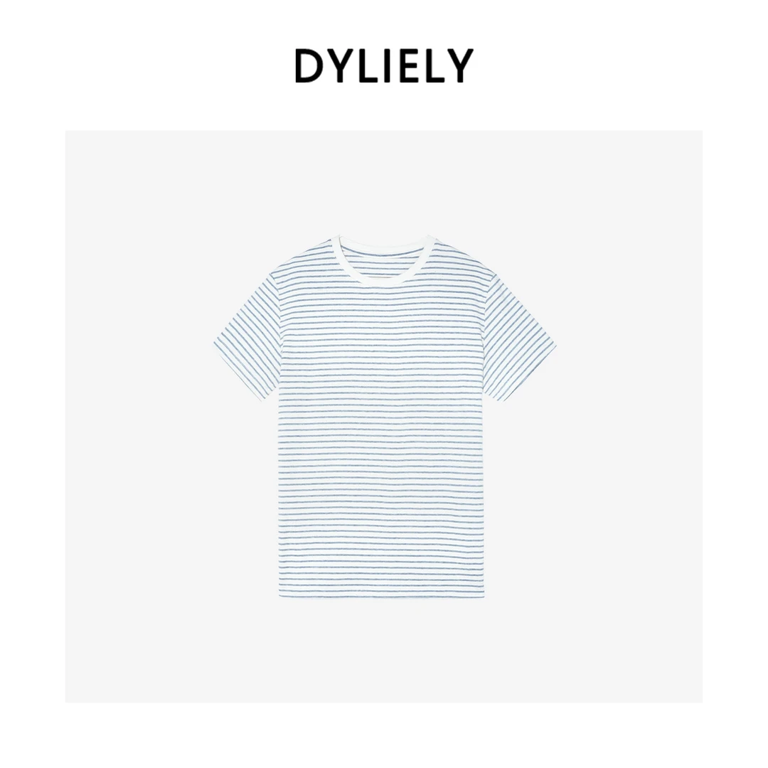 DYLIELY【夏日条纹】时尚撞色条纹短袖T恤女装休闲风T25359