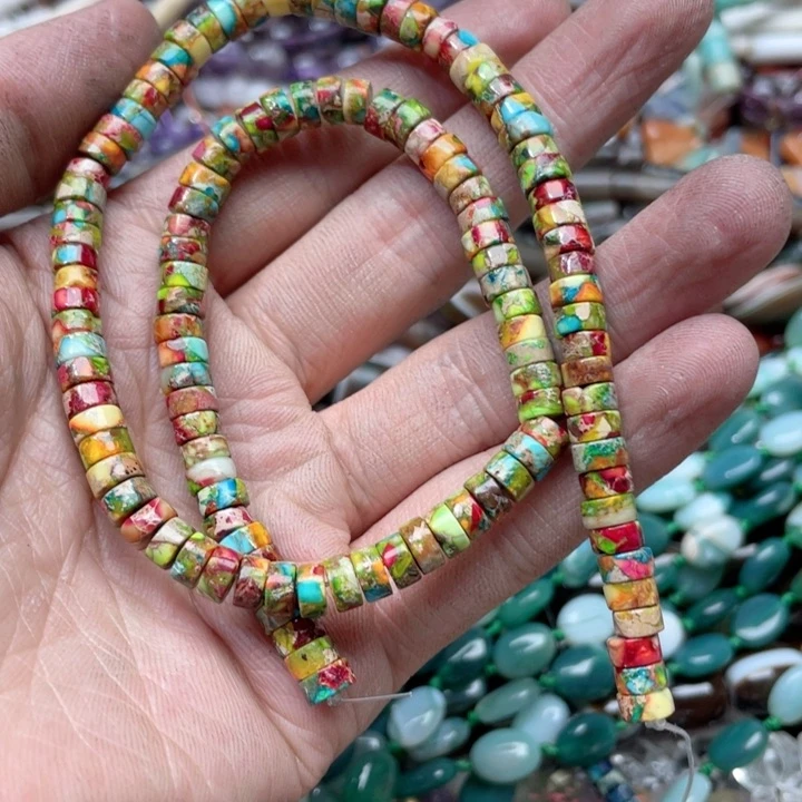 玛瑙/玉髓合金珠宝半成品一条6mm帝王石隔片