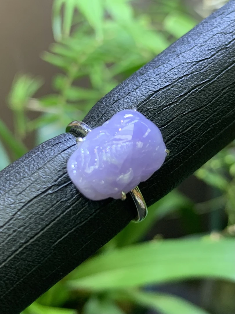 紫罗兰貔貅戒指天然翡翠A货裸石；13.6*10.8*6.2mmHLH2.10气质紫色