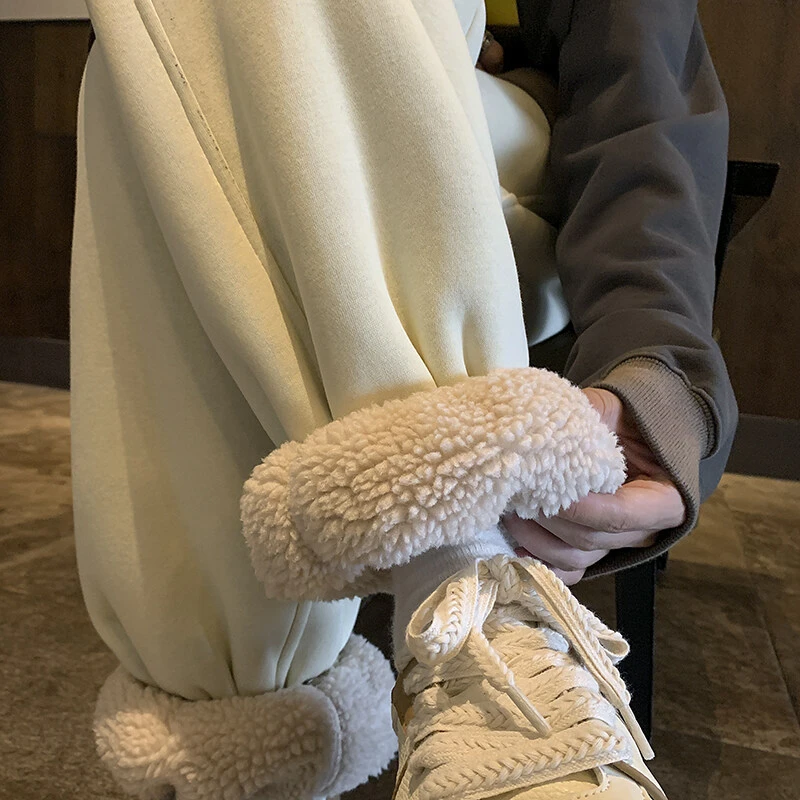 重磅加绒加厚羊羔绒束脚卫裤男款冬季东北过冬棉裤宽松保暖休闲裤