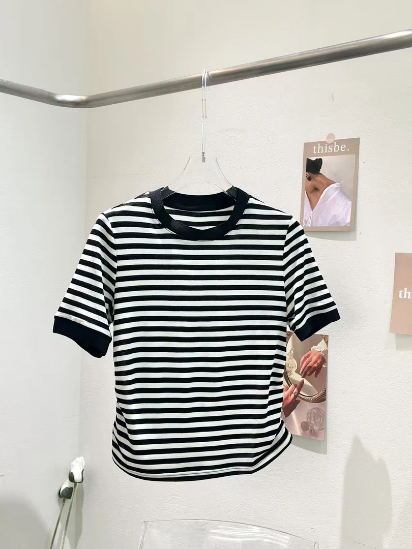 王姐专属-2025夏季新品条纹圆领百搭时尚T恤【R-7305】