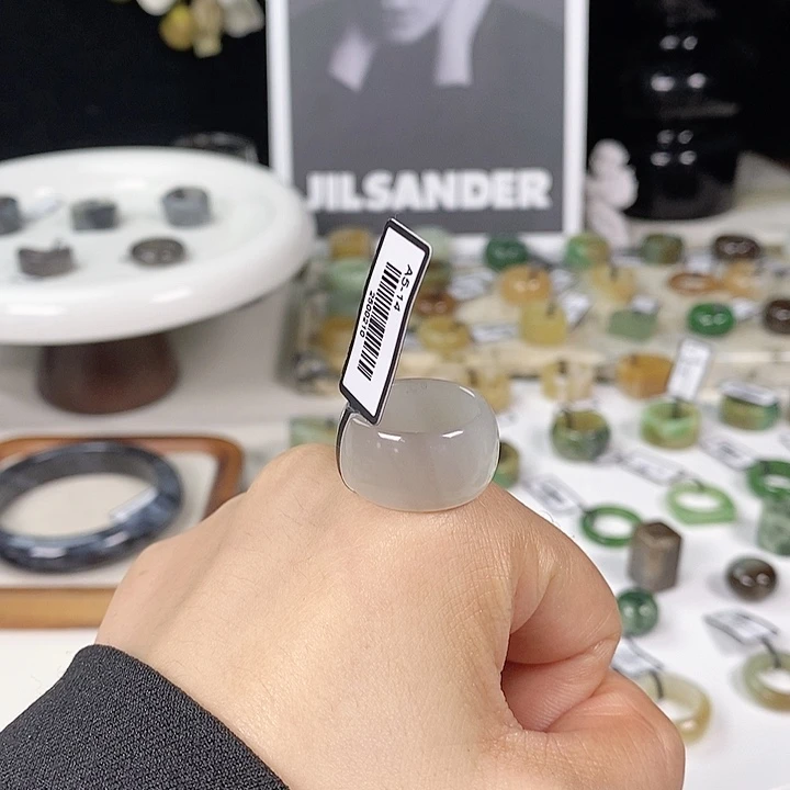 和田玉（糖玉）未镶嵌戒指Z5香芋紫墩墩16.5不退换