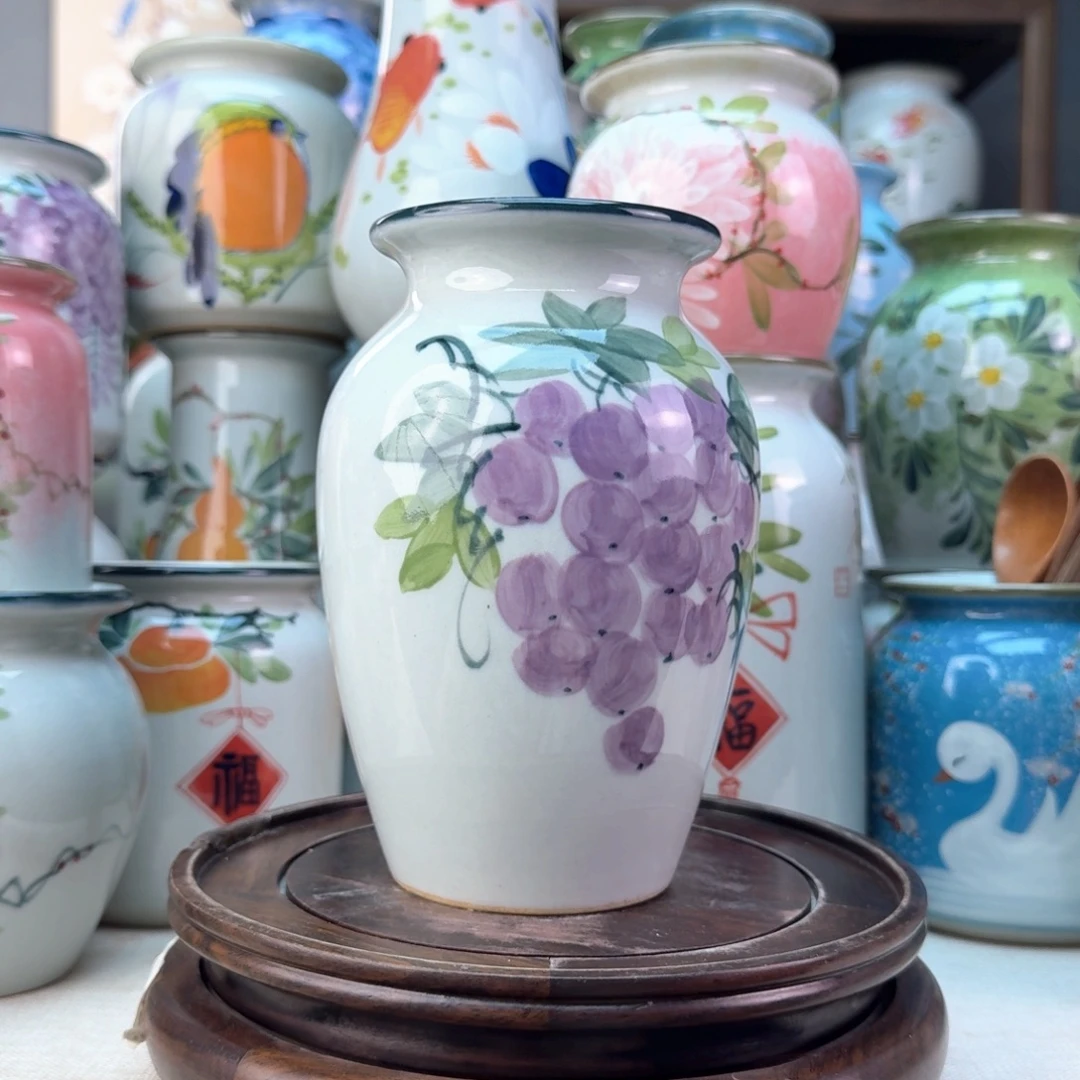景德镇陶瓷手绘花瓶无孔