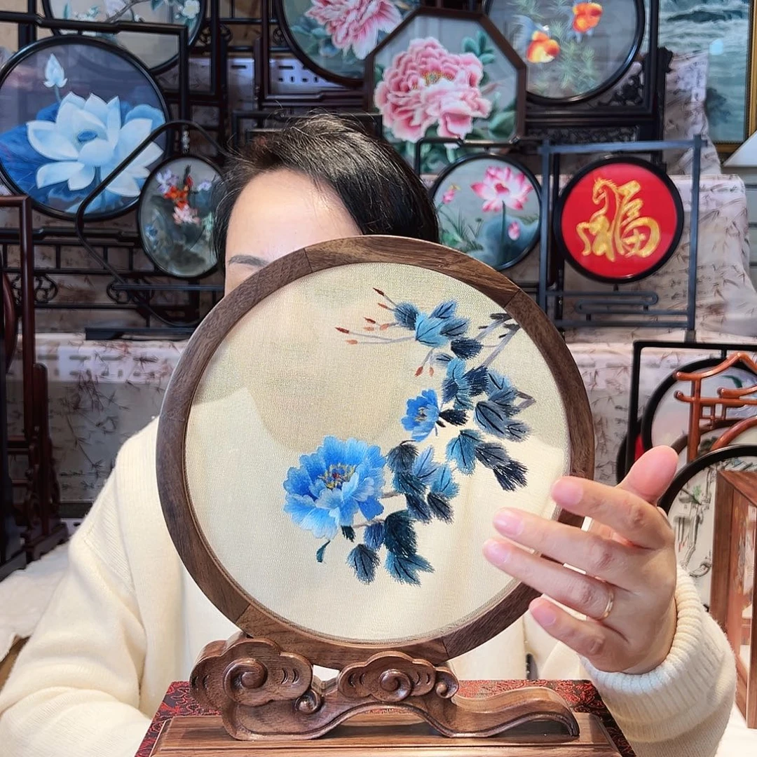 织绣苏绣摆台手工双面缂丝