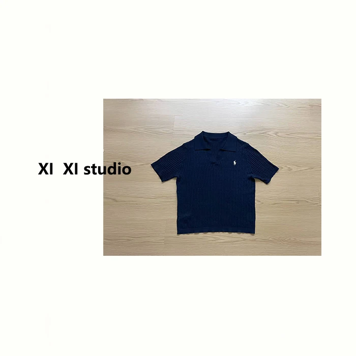 【汐汐女装】小个子定制气质显瘦V领百褶POLO针织衫 YY5061