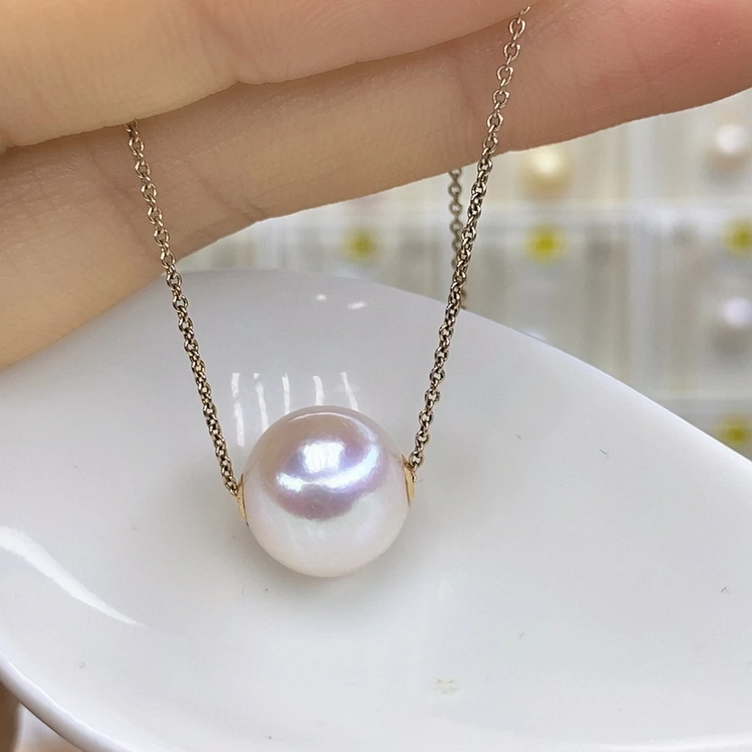 淡水珍珠18K金镶嵌吊坠(赠链)