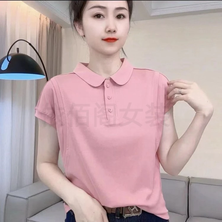 中年短袖夏季潮流POLO新款宽松半袖洋气气质韩版显瘦休闲上衣小衫