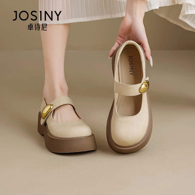 卓诗尼厚底玛丽珍鞋女2025年夏季新款复古时尚一字扣带欧若风单鞋