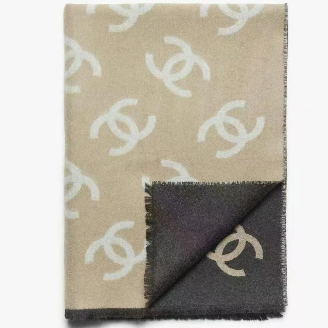 Chanel/香奈儿【全新代购】25b新款 围巾大披肩 棕色拼黑色