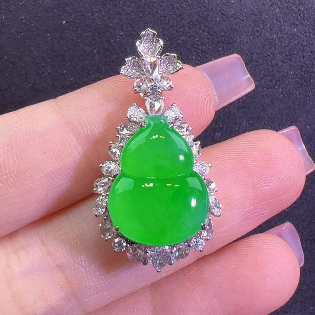 翡翠18K金镶嵌吊坠(不含链)吊坠