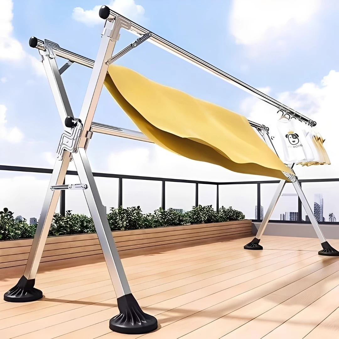 折叠晾衣架加粗加厚落地室内家用阳台卧室外凉伸缩杆式晒被子神器