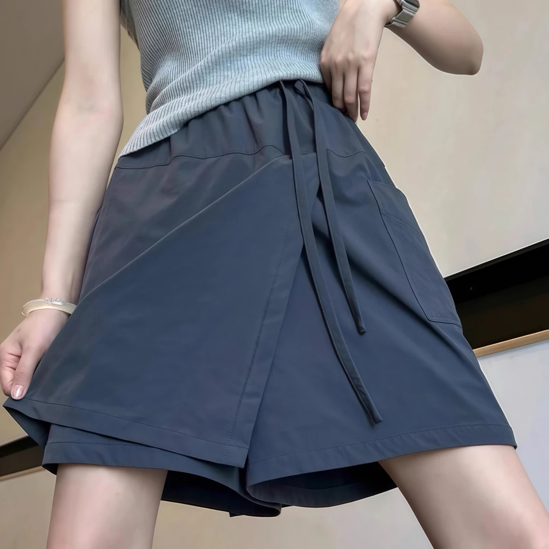 胖妹妹mm显瘦百搭高腰休闲裤裙女2025年夏季薄款大码时尚阔腿短裤