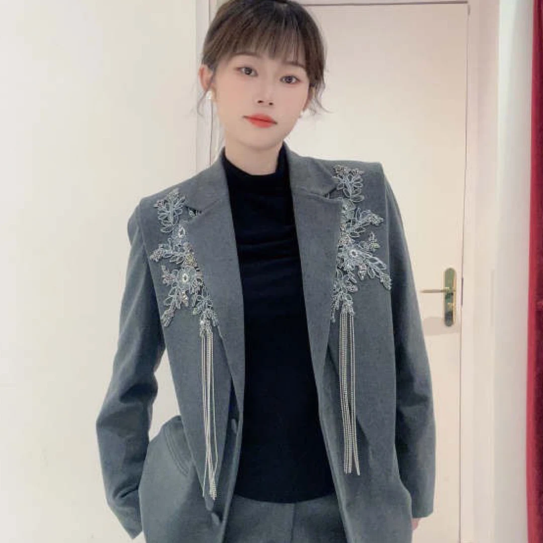 新中式品玉乌鲤灰外套