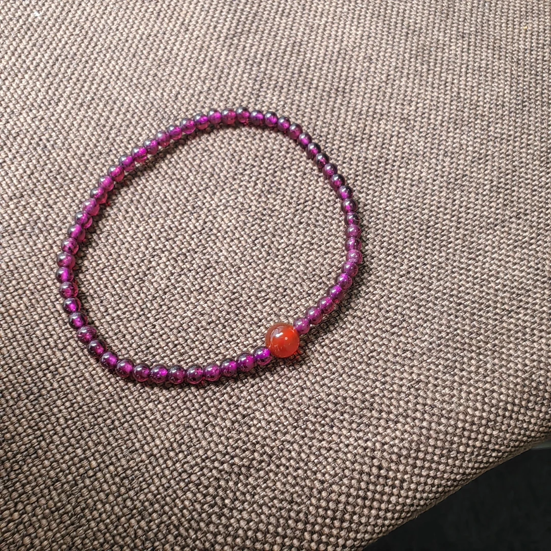 石榴石 手链 精致女人女款气质时尚女士红色