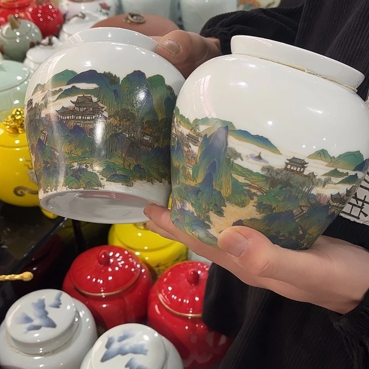 摆件陶瓷茶叶罐陶瓷密封罐