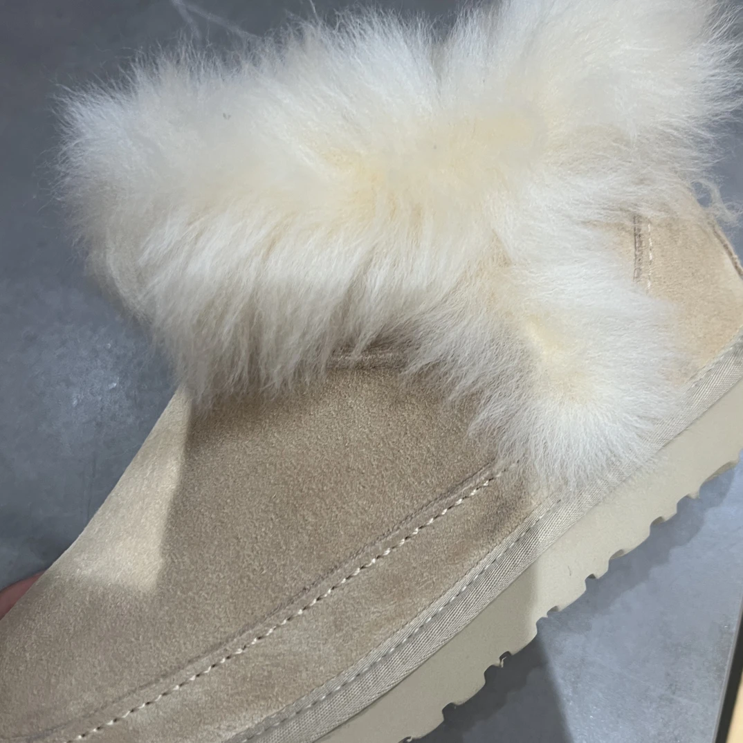 LULU BUNNY 托斯卡纳毛边包头拖澳洲长毛款保暖雪地靴女