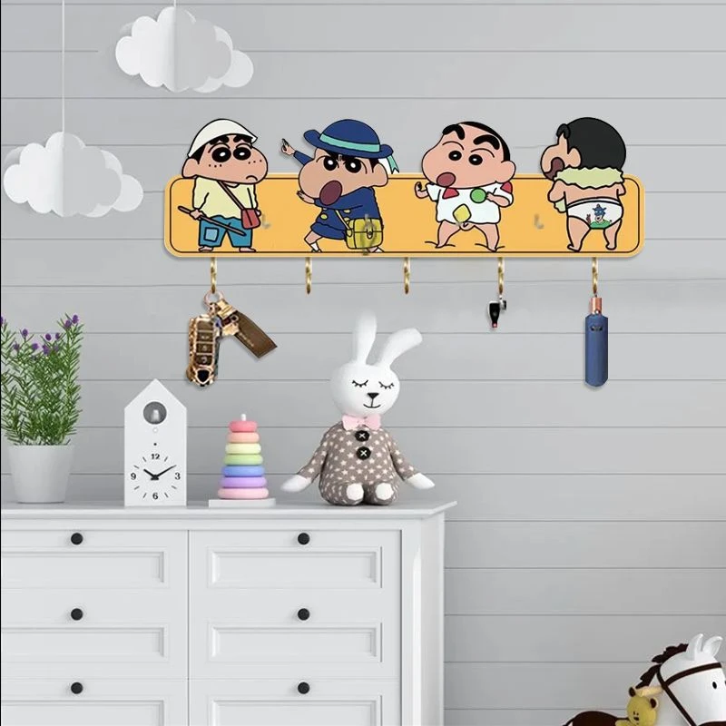 ins蜡笔小新可爱挂画钥匙收纳装饰挂钩装饰画玄关入户免打孔家423