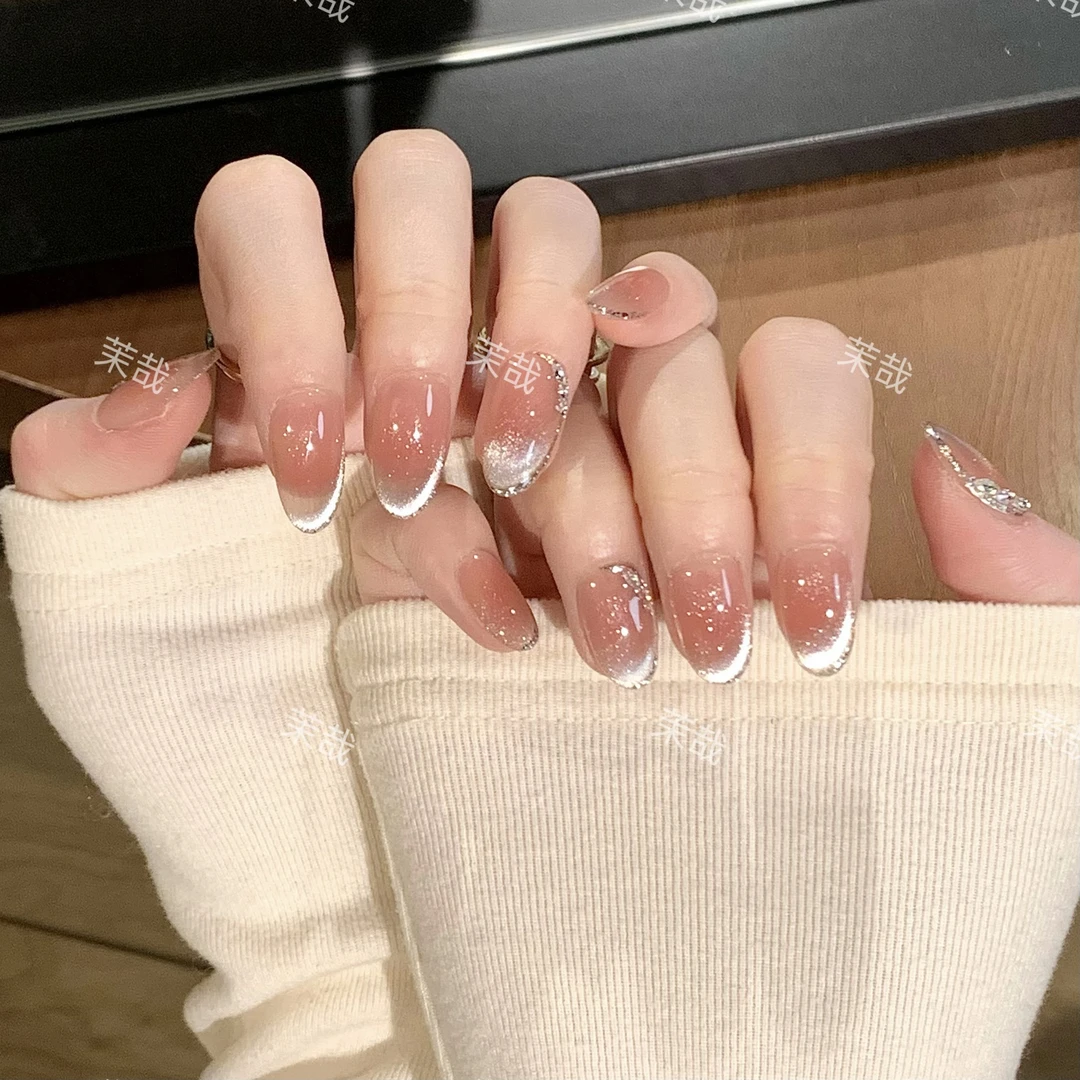 茉哉清现货【镜花水月】纯手工定制美甲拆卸穿戴甲A3603  Q