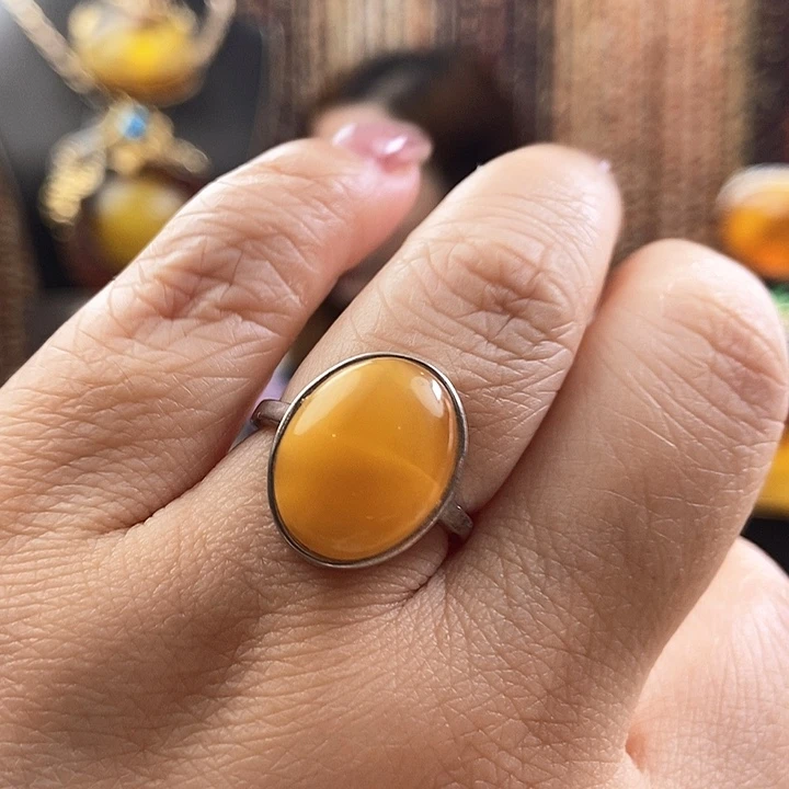 琥珀未镶嵌戒指戒指