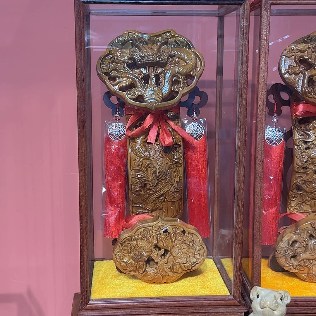 桃木小*声总高40龙凤呈祥桃木如意