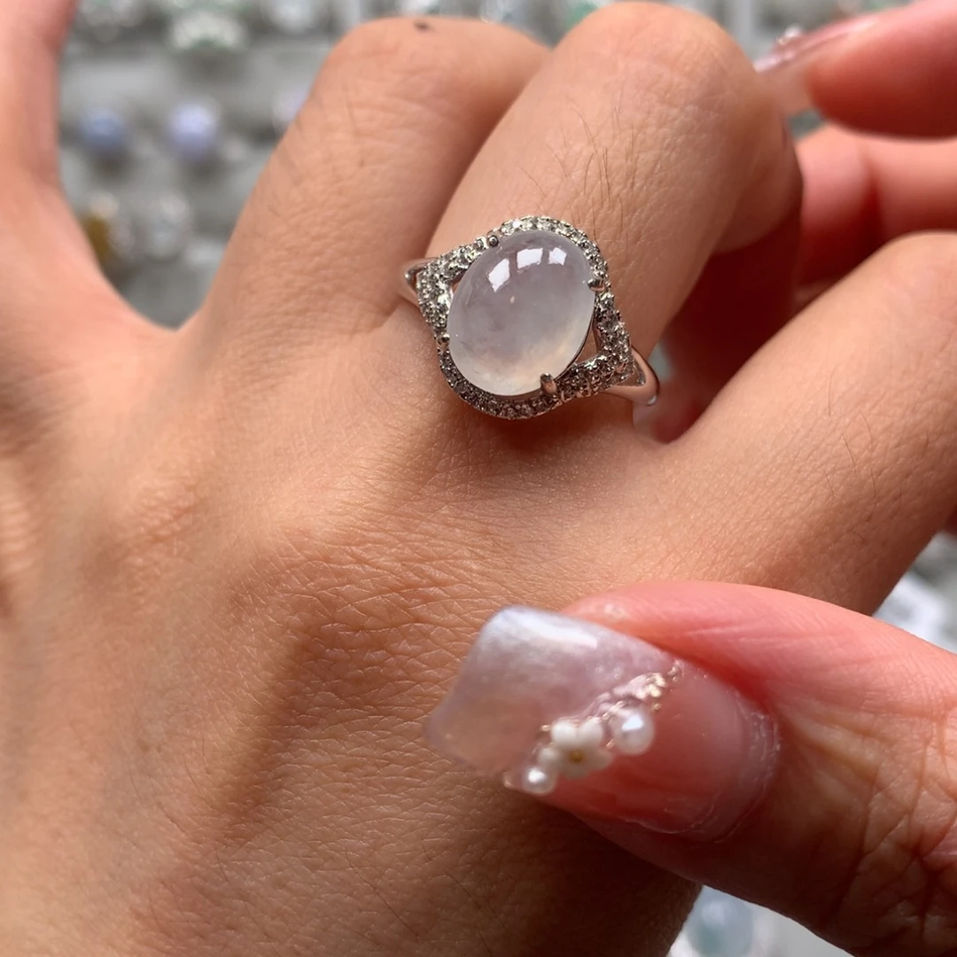 翡翠戒指银S925镶嵌戒指45