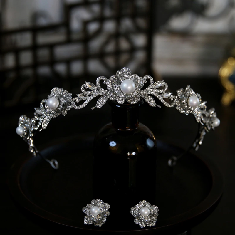 喜看优选A0108新款珍珠皇冠头饰新娘结婚晚礼服韩式甜美新娘头饰