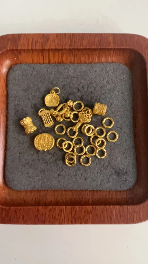 足金999 卡6盘缠五路财神桶珠算盘簸箕硕果