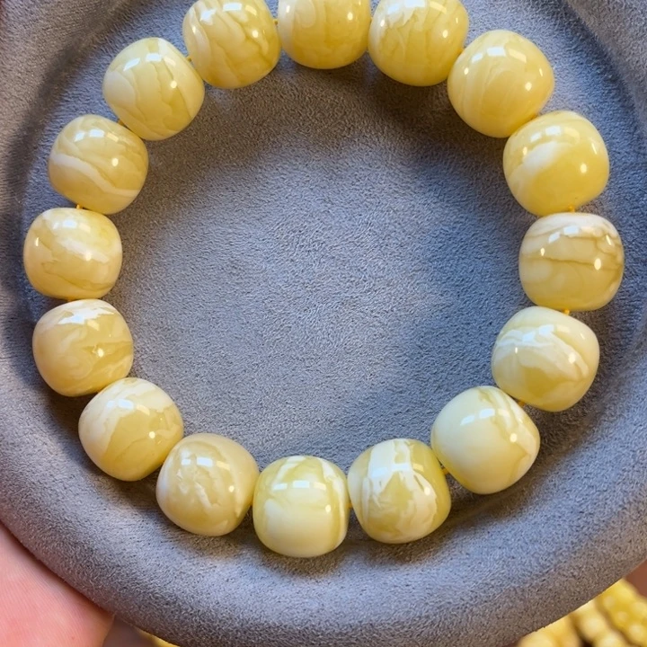 未镶嵌蜜蜡手串纯天然俄料白蜡金纹关系虎皮