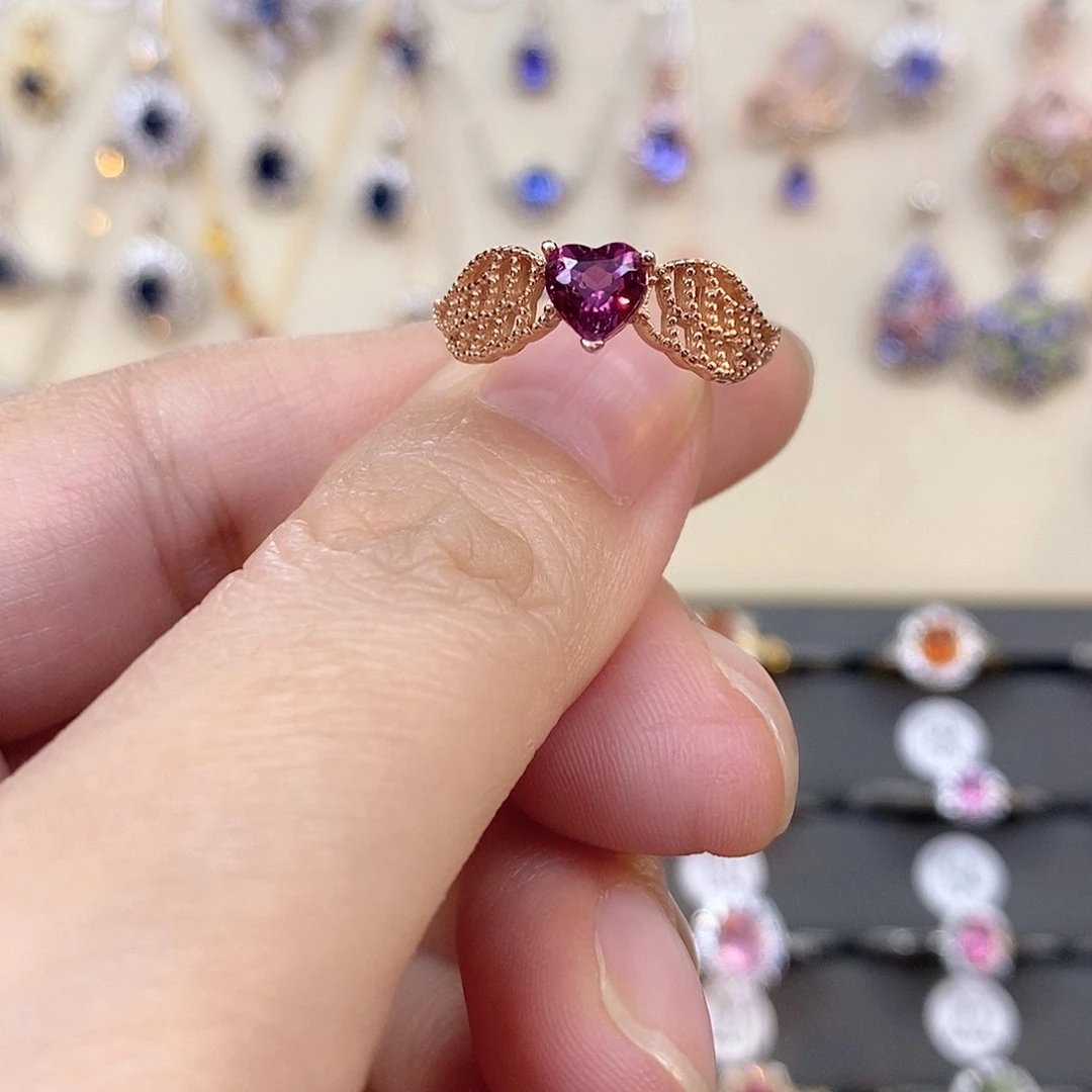 石榴石（紫牙乌）戒指银S925镶嵌