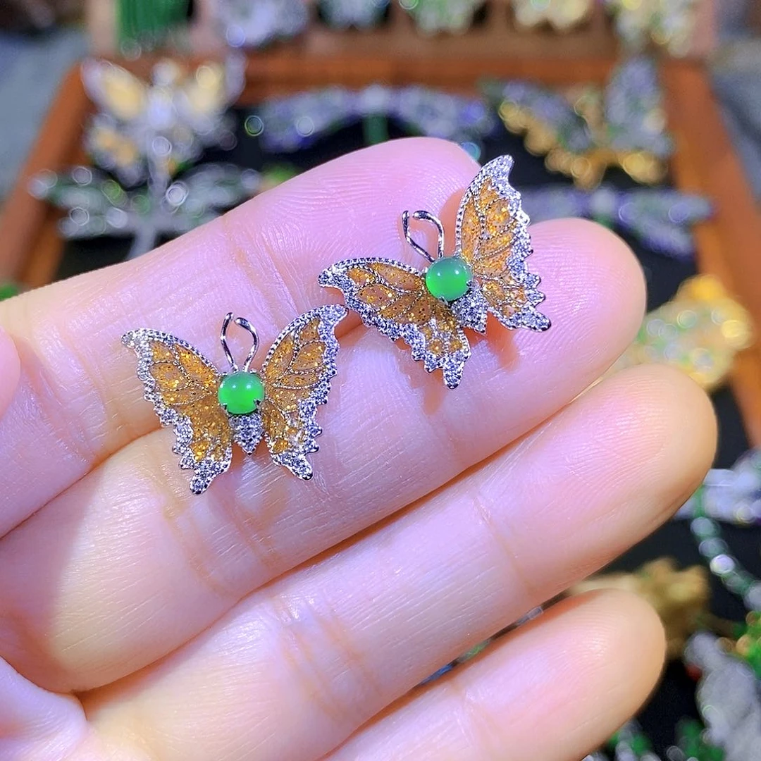 吊坠(不含链)银S925镶嵌翡翠