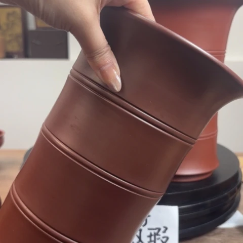 紫砂花盆大*全手微瑕两只