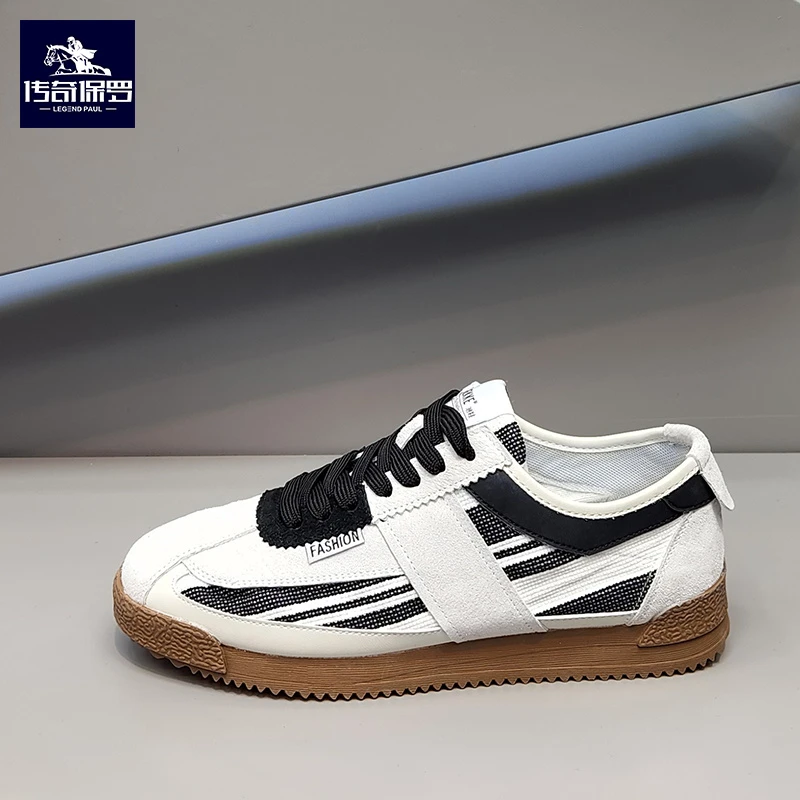 传奇保罗男鞋轻便透气网面休闲鞋时尚潮流软底防滑耐磨跑步运动鞋