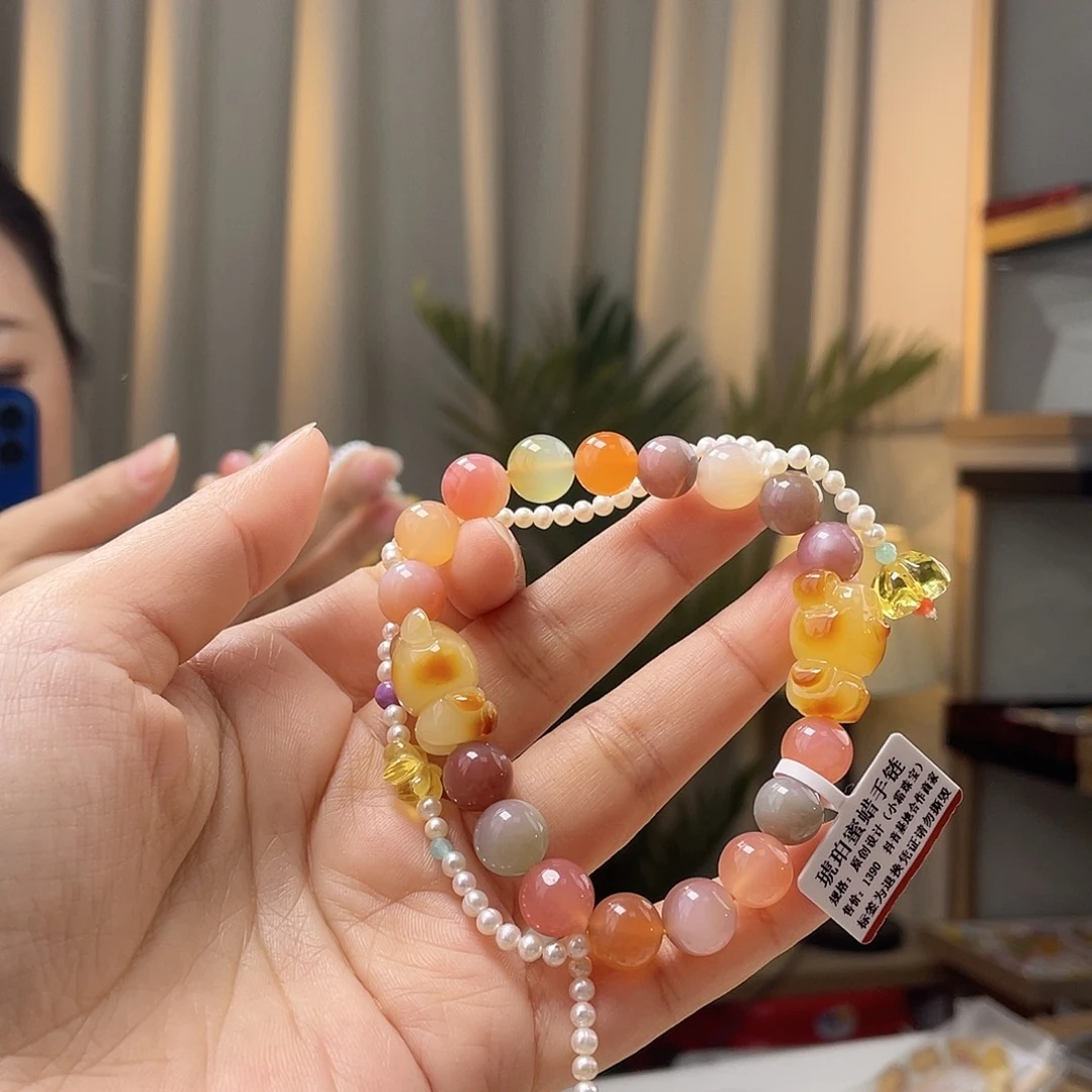 琥珀裸石未镶嵌蜜蜡手串