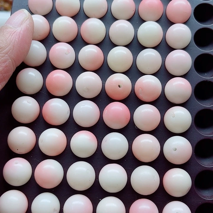 白玉菩提手串13水蜜桃圆珠60颗