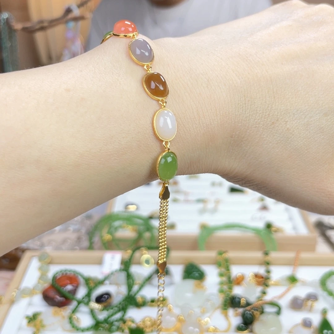 手链银S925镶嵌和田玉