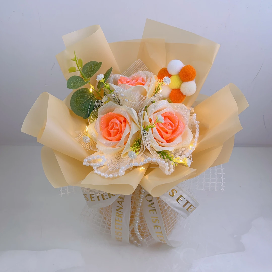 丝带玫瑰花永生生日礼物送老师送同事送家人（成品不可退换）手工