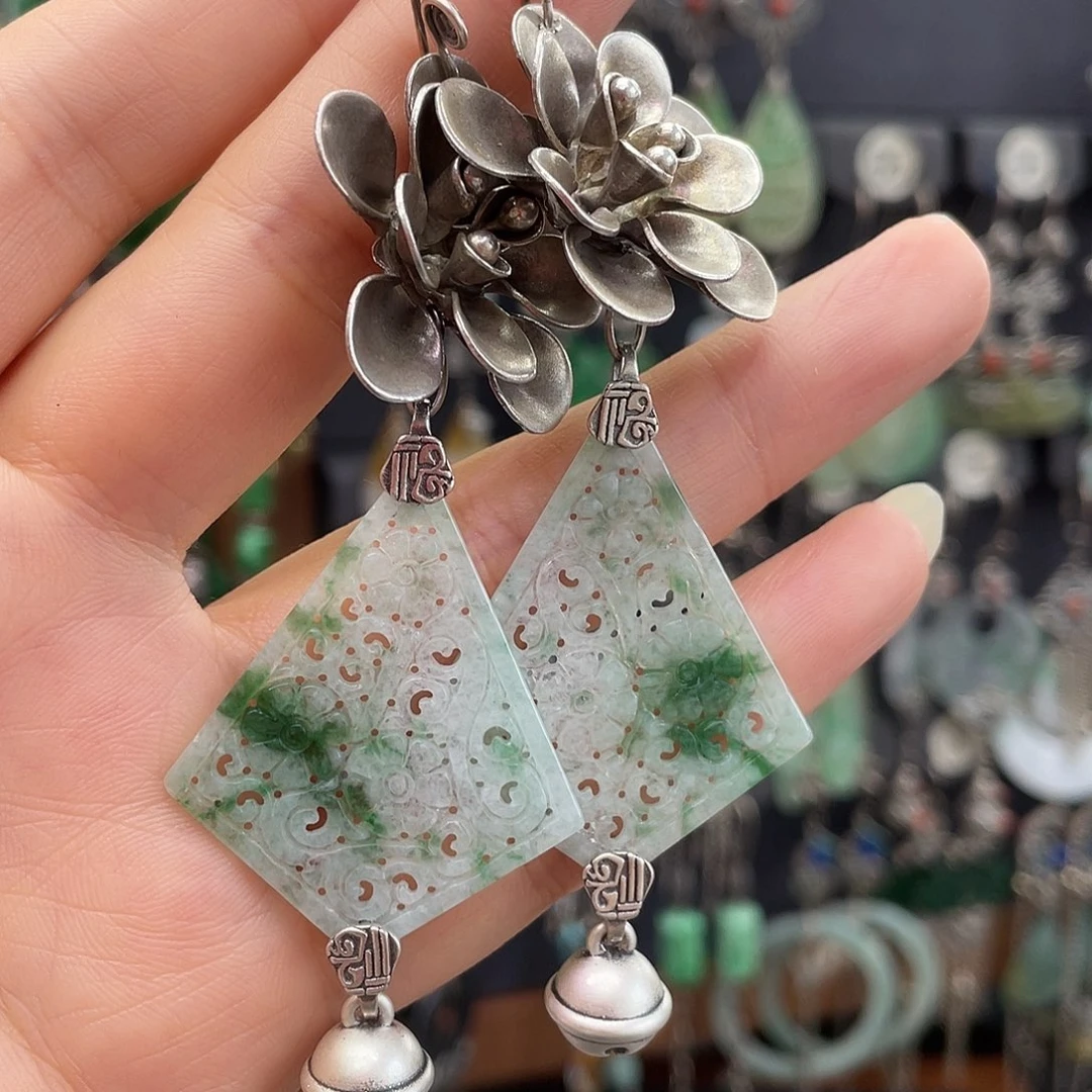 李***蕾翡翠银S925镶嵌耳饰028ghhggj