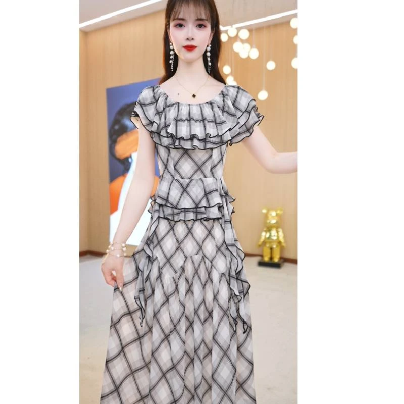 【上下套装】夏款新款圆领时尚简约洋气显瘦夏季两件套套装裙M-4XL