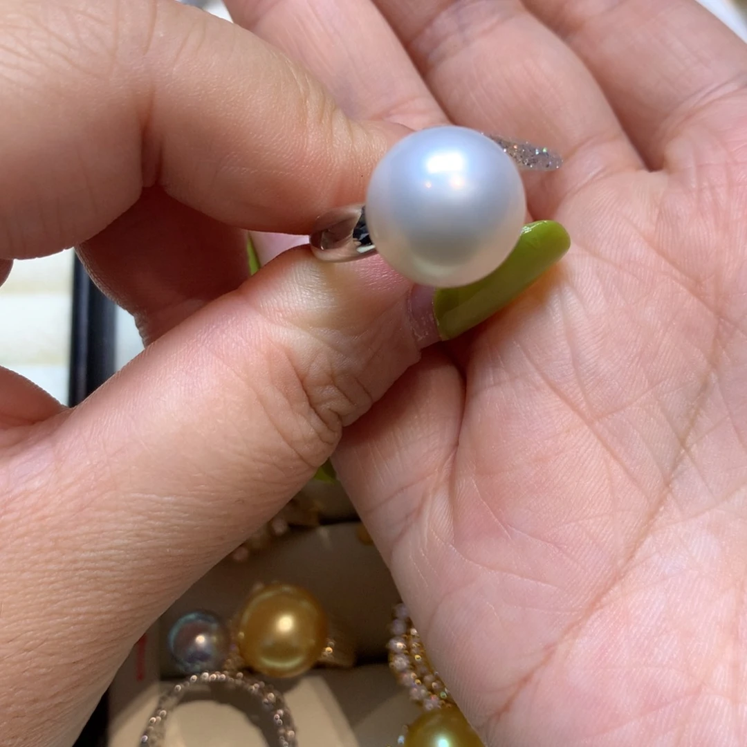 海水珍珠戒指银S925镶嵌