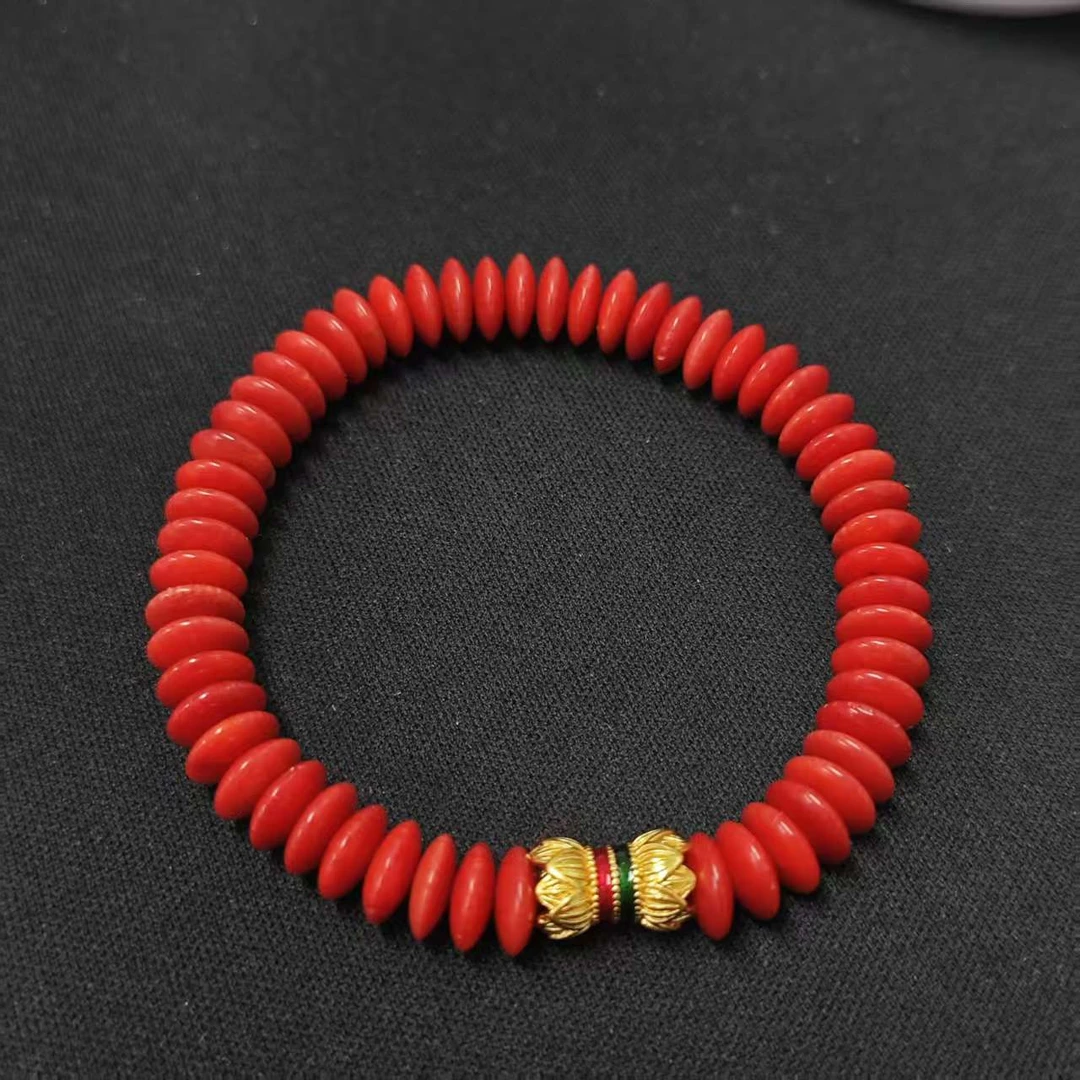 手链 深红阿卡圆片直切手串7m+＊（多样性发一件）