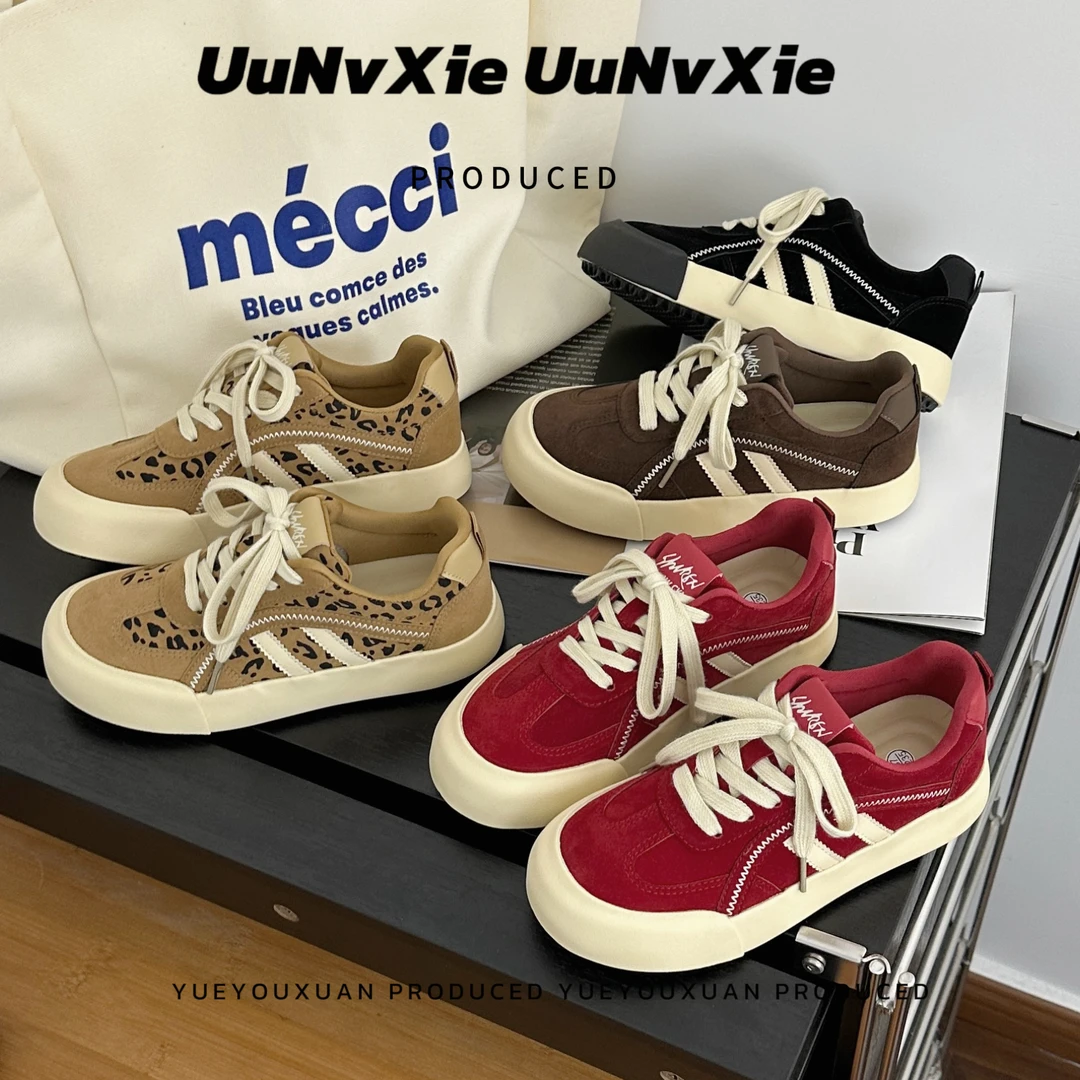 琥珀松林2025秋冬新款时尚休闲鞋女百搭运动鞋复古德训女鞋