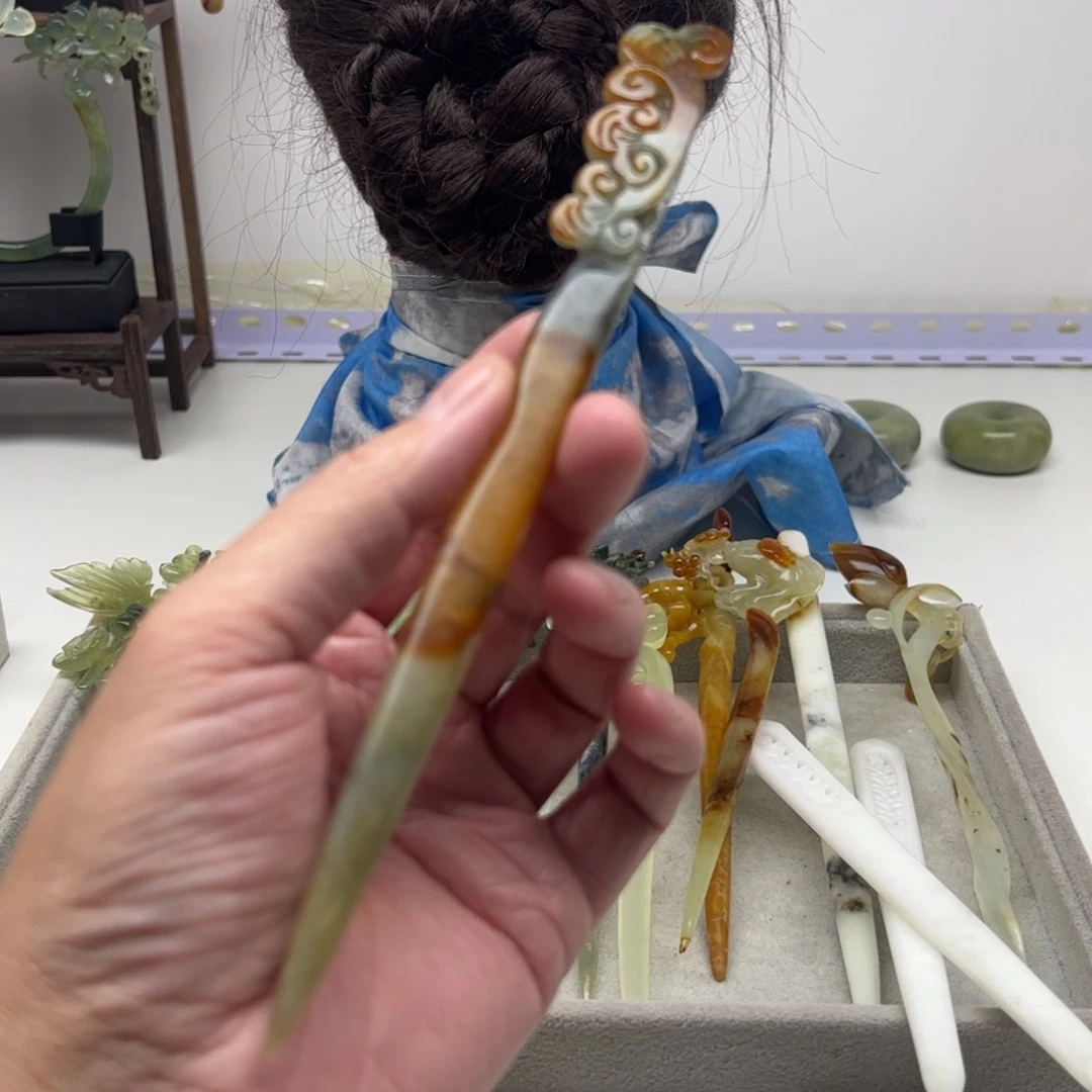 未镶嵌岫玉福利发簪子*