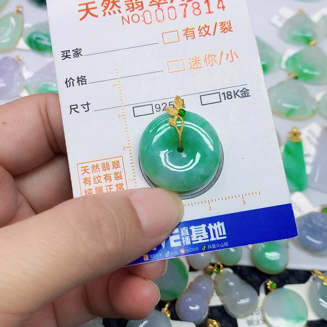 乐****翡翠18K金镶嵌颈饰平安扣