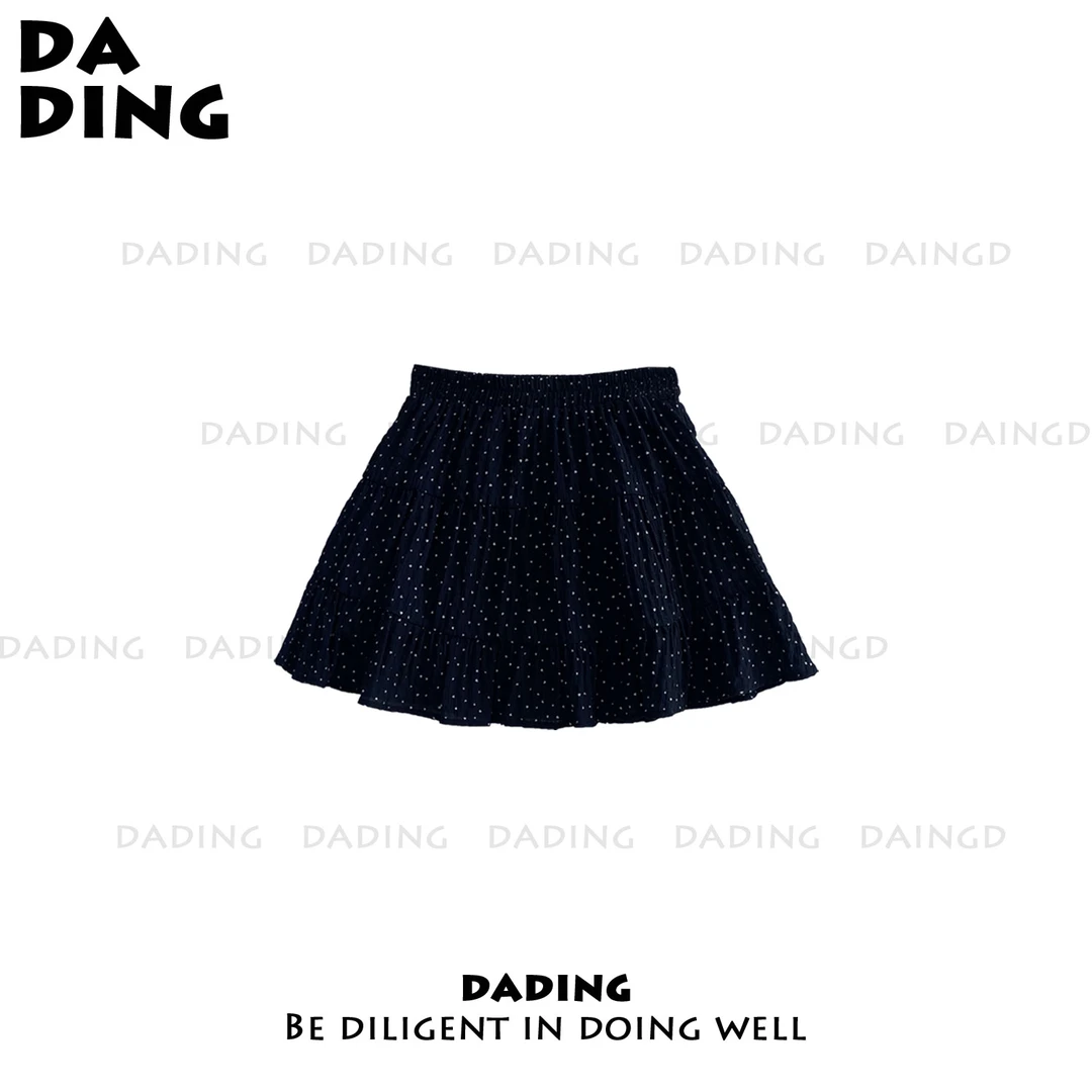 DADING 夏季新款韩系气质波点蛋糕松紧腰短裙210424