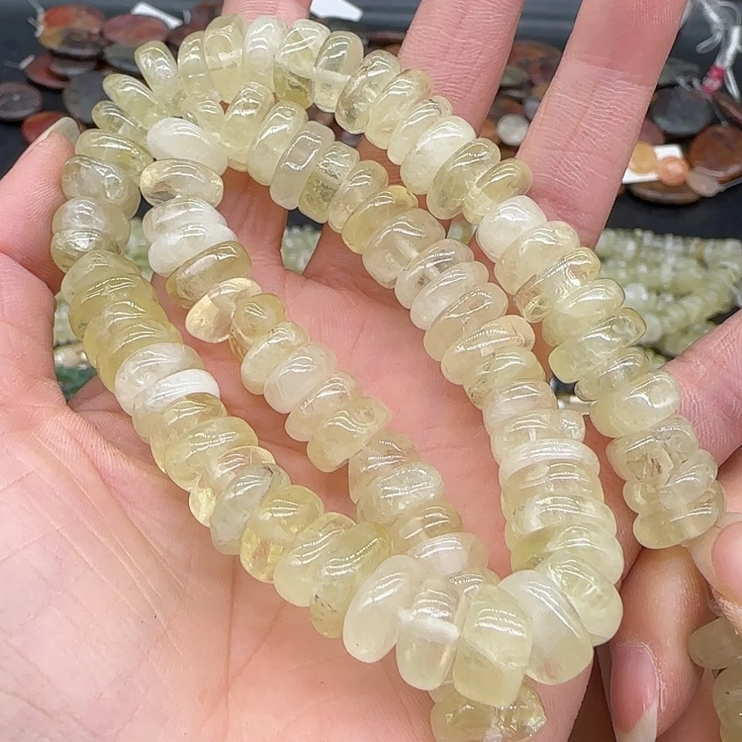 合金玛瑙/玉髓珠宝半成品黄水晶8-10mm方隔片一条